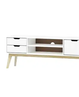 TV stolek 1 dveře + 2 zásuvky BONITO bílý lak