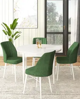 Dining Table & Chairs Set (5 Pieces) Rox - White, Khaki