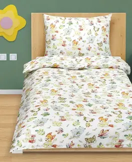 Bellatex Dětské bavlněné povlečení Junior Lesní zvířátka, 140 x 200 cm, 70 x 90 cm, 140 x 200 cm, 70 x 90 cm