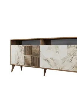 Konzolový stolek Milan - Walnut, White Marble