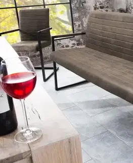 Estila Industriální lavice Imperial se šedohnědým čalouněním as černou kovovou konstrukcí 160cm