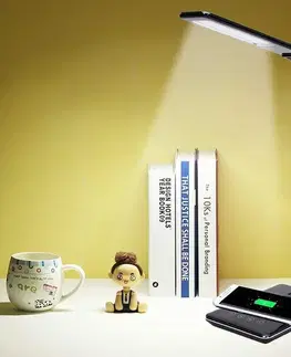 Retlux RTL 198 Stolní LED lampa s Qi dobíjením černá, 5 W, 250 lm