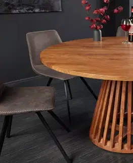 Estila Designový masivní kulatý stůl Gire v hnědé barvě 130 cm