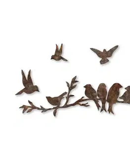 Dekorativní kovový doplněk na zeď Rusty Birds 2