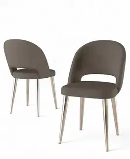 Sada židlí (4 kusy) Pane - Cappuccino, Chrome