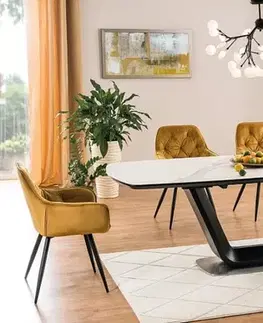 Signal Rozkládací jídelní stůl ARMANI CERAMIC | černý mat 90 x 160 cm Barva: černý mat