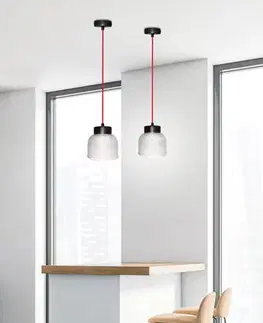 Závěsná lampa 15cm čirý/červený kabel Liverpool Ledea