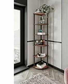 Regál Corner Walnut, 6 polic, M