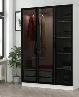 Šatní skříň Kale White Black - 2274