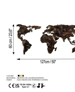 Dekorativní kovový doplněk na zeď World Map 25