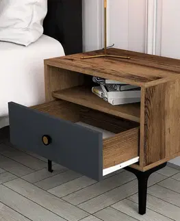 Noční stolek Lizbon Walnut Anthracite