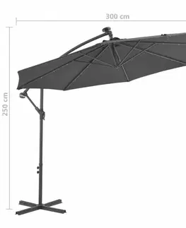Konzolový slunečník s LED světly Ø 300 cm