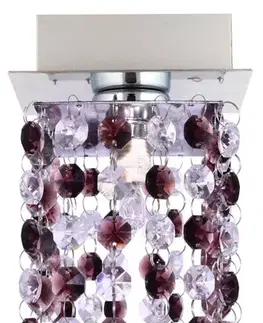 Stropní lampa G9 Classic chrom/vínová křišťálová