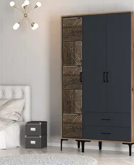 Šatní skříň Kumsal PT - Walnut, Anthracite