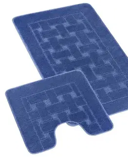 Bellatex Sada koupelnových předložek Bany s výkrojem Obdélník modrá, 60 x 100, 60 x 50 cm