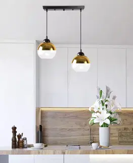 Závěsná lampa Contessa černá 2x40 E27 zlaté stínidlo