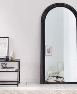 Estila Art deco designové zrcadlo Swan obloukového tvaru s černým kaskádovým rámem 160cm
