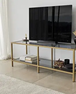 TV stolek Basic - Dark Grey, Gold