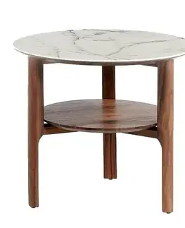 Estila Moderní kulatý příruční stolek Vita Naturale mramorový vzhled 60cm