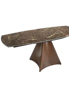 Estila Luxusní moderní obdélníkový rozkládací jídelní stůl Vita Naturale s deskou s mramorovým designem hnědá 135 - 205 cm