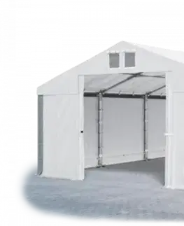 Skladový stan 5x10x2,5m střecha PVC 560g/m2 boky PVC 500g/m2 konstrukce ZIMA PLUS Bílá Bílá Šedá