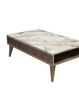 Konferenční stolek Milan - Walnut, White Marble