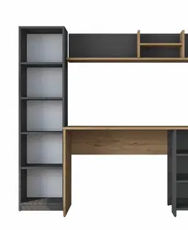 Pracovní stůl s knihovnou Hado Walnut and Anthracite