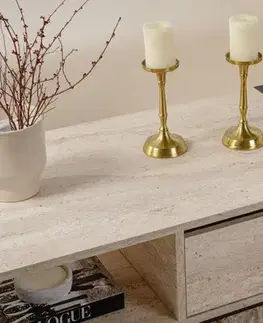 Konferenční stolek Haldizen - Black, Travertine