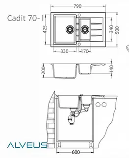 Alveus Granitový dřez CADIT 70 Barva: Beton
