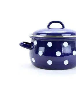 BELIS - Hrnec a poklice 16cm 1,5l modrý puntík