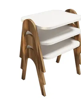 Sada odkládacích stolků (3 kusy) Paris - Walnut, White