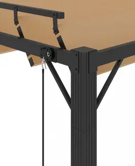 Pergola s lamelovou střechou 3 x 4 m hliník / látka Dekorhome
