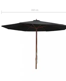 Slunečník Ø 350 cm látka / dřevo Dekorhome
