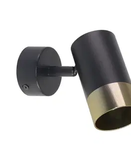 NÁSTĚNNÁ SVÍTIDLA TOBI LAMP ČERNÁ 1X15W GU10 STÍNIDLO ČERNÁ+ZLATÁ