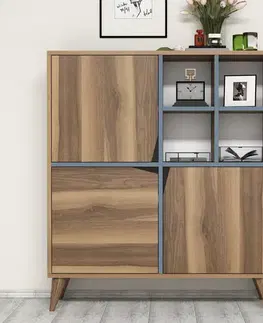 Víceúčelová skříňka Pulse - Walnut, Blue