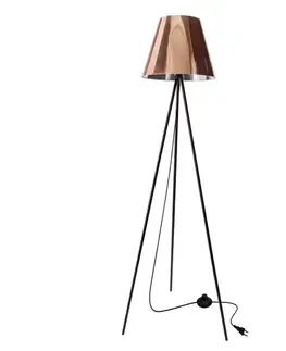 Stojací lampa PLATINO černá 1x40W E27 měděné stínidlo