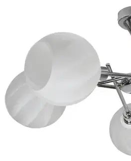 Elegantní, moderní pětiramenná stropní lampa chromovaná s bílým Raulem