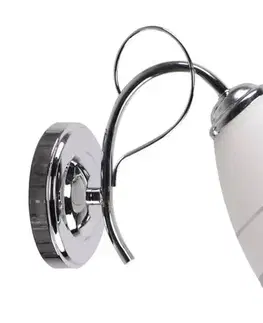 Chromová nástěnná lampa, sklo, bílé stínidlo, s vypínačem, Elotte