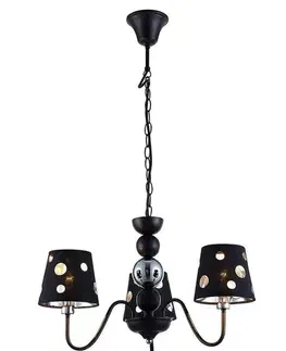 Černý lustrový závěsný lampa 3xE14 Batley Ledea