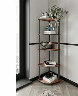 Regál Corner Walnut, 5 polic, L