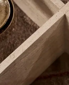 Konferenční stolek Aeris - Travertine, Transparent