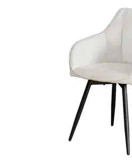 Estila Moderní otočná béžová jídelní židle Mahal s žinylkovým potahem a černými kovovými nožičkami 85 cm