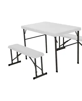 Campingový set bílá / černá Dekorhome