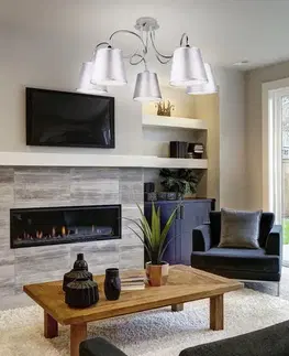 Chromová stropní lampa 5x40W s látkovým stínidlem Luk