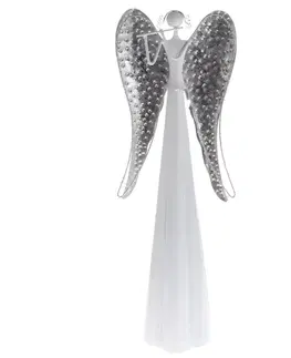 Kovový anděl se svítícími křídly, 64 cm, LED světlo