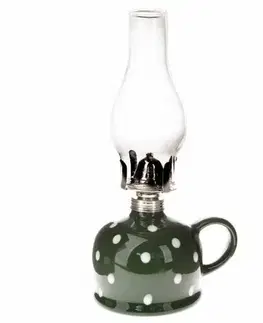 Petrolejová lampa Puntík, 14,7 x 28 x 11 cm, zelená