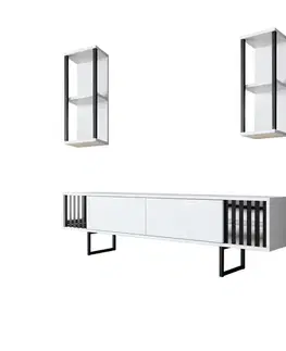 Televizní stolek s policemi Chrome White and Black