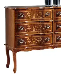 Estila Luxusní rustikální komoda Clasica z masivního dřeva se šesti šuplíky s ornamentálním zdobením 110cm