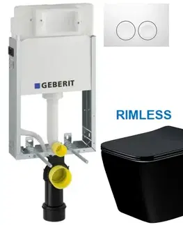 GEBERIT KOMBIFIXBasic vč. bílého tlačítka DELTA 21 + WC MEXEN TEO ČERNÁ Rimless + SEDÁTKO 110.100.00.1 21BI ME02