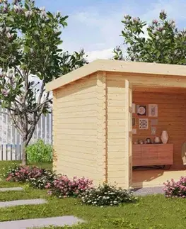 Dřevěný zahradní domek BASTRUP 8 s přístavkem Lanitplast